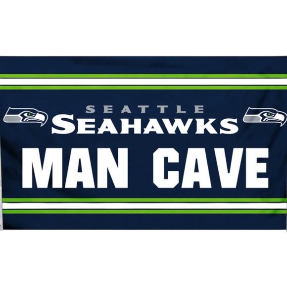 NFL Seattle Seahawks Man Cave Flag 3' x 5' Decorative Banner Football Fan Gear - Picture 1 of 4